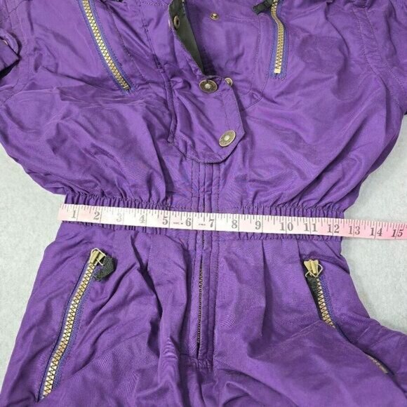 Vintage Obermeyer Thermolite Hooded Ski Suit 6 Purple Insulated Elastic Waist - Picture 9 of 16
